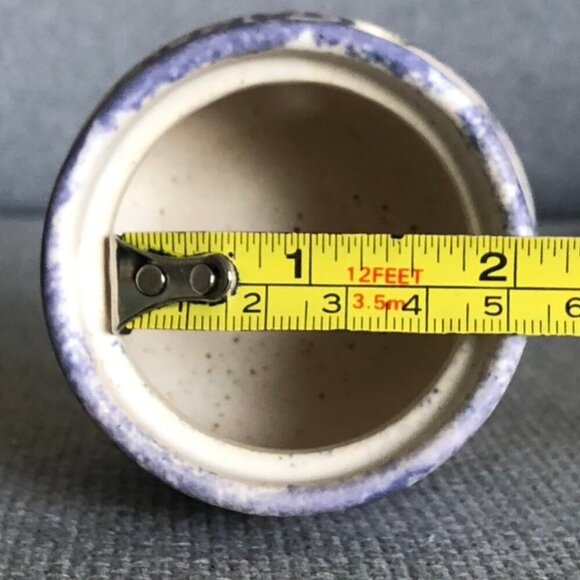 Artisan Ceramic Garlic Keeper Blue Lavender White Diameter 2.5 Inches - Picture 12 of 14